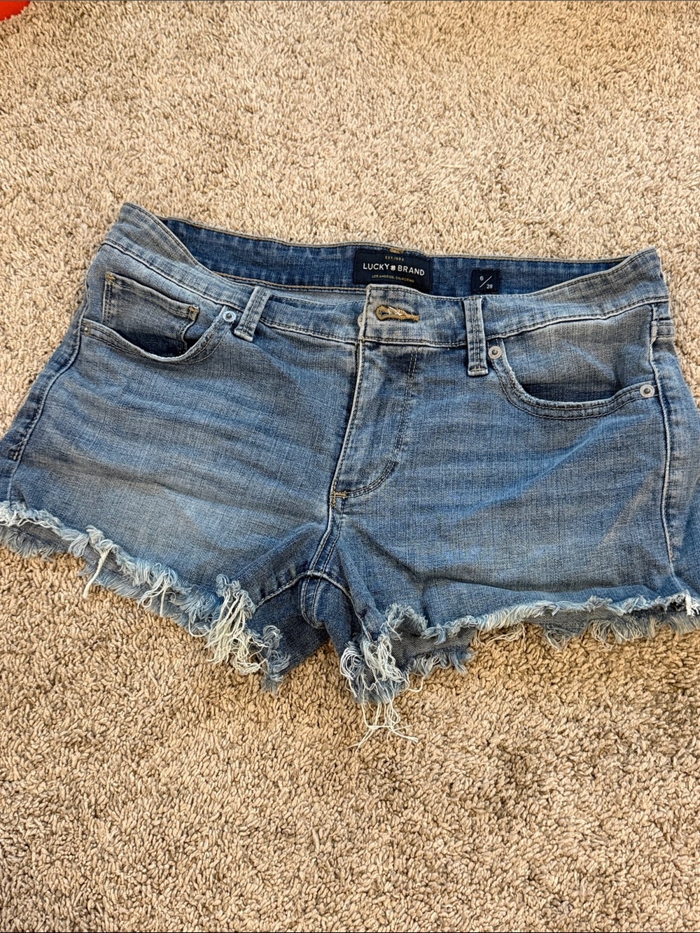Lucky Brand Light Blue Distressed Frayed Hem Denim Shorts